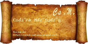 Csánk Mátyás névjegykártya